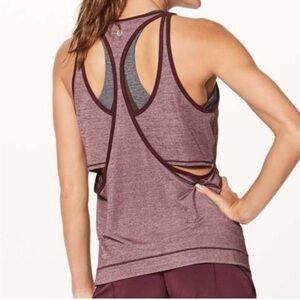 Lululemon Run the Day tank in heathered maroon
